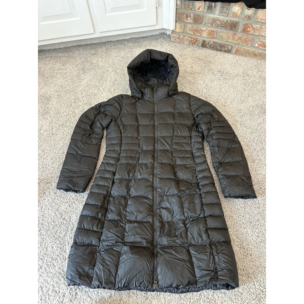The North Face Metropolis Puffer Jacket 550 Down Coat Women M Black Hooded *READ